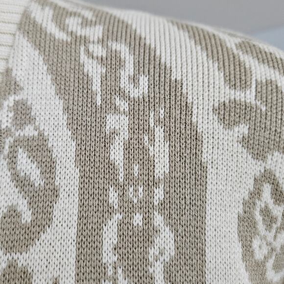 I.B. Diffusion Taupe and White Colorblock Cardigan Plunge V Neck Sweater Medium - Picture 8 of 11